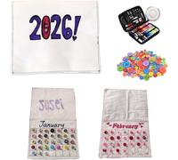 2026 Button Calendar: Stitch Your Year One Button at a Time, Beginner-Friendly Stitch Wall Calendars 2026, DIY Colorful Months Calendars,Creative Gift for Sewing Lovers (Include Sewing Kit)