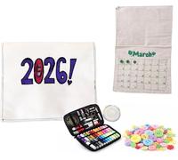 2026 Button Calendar: Stitch Your Year One Button at a Time, DIY Sewing Buttons Monthly Wall Calendar Craft Kit, Creative Colorful Months Calendar for Craft Lovers (with Sewing Kit)