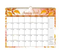 2026 Calendar, 12 Month Calendar, January 2026 - December 2026, Double Wire Binding, Family Planner for Home, Wall Decoration with Flower Spiral, Multiple Colors (Orange)