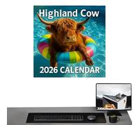 2026 Calendar 12 Months - Highland Theme Wall Planner - Agenda Monthly Planner Thick Paper - For Teacher Student Home Office Classroom Apartment Planning