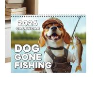2026 Calendar | 2026 Dog Fishing Yearly Wall Planner - Cute Home Decor for Daily Schedule Event Deadline Office Classroom Travel Vacation Holiday Families Teachers