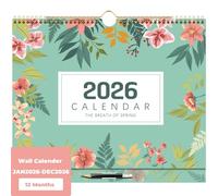 2026 Calendar - 2026 Wall Calendar 12 Months, from Jan.2026 - Dec.2026, Calendar 2026, Monthly Calendar with Julian Date, 15.4 x 14.4 in, Twin-Wire Binding, Great for Hanging on The Wall (Green)