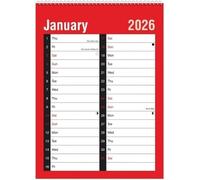 2026 Calendar A3 Easy Month to View Spiral Bound Monthly Wall Planner Organiser with UK Holiday Marked for Home Business Office School - Covered 12 Months January to December