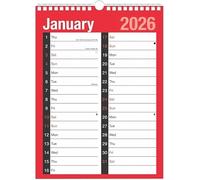 2026 Calendar A4 Large 2 Column Month To View 1st January - December 2026 Spiral Bound Wall Planner Large Print- Home family Business organiser School year academic calender