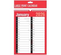 2026 Calendar A4 Large 2 Column Month To View Spiral Bound Wall Planner for Home Business Office School 1 January 2026 to 31 December 2026