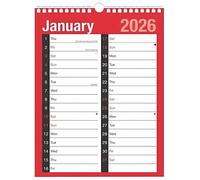 2026 Calendar A4 Large 2 Column Month To View Spiral Bound Wall Planner for Home Business Office School - 1 January to 31 December 2026 Calendar UK - Big Date Boxes for Easy Planning