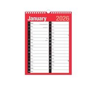 2026 Calendar A4 Large Month To View Spiral Bound Wall Planner UK - 2 Column Monthly Planner for School, Home, Office, Business, Library