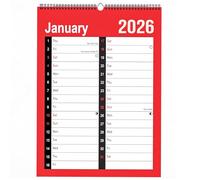 2026 Calendar A4 Large Year Planner 2 Column MONTH TO VIEW Spiral Bound Wall Planner for Home Business Office School - 1 January 2026 to 31 December 2026 with UK Holidays