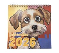 2026 Calendar Cartoon Puppy Tracking Planner - 12 Month Desk Calendar | For Holiday Tracking Appointments At Home School For Wall And Office