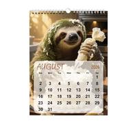 2026 Calendar - Cute Skiing Sloth 12 Monthly Planner | 8.27x11.02in Cute Wall Calendar | for Home Workplace Dorm House Bedroom Living Room School Nursery Shop