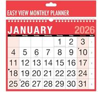 2026 Calendar Easy Month To View Spiral Bound Wall Planner Hanging with UK Holiday Marked for Home Business Office School - Covered January to December with Large Print