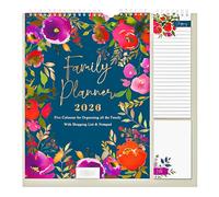 2026 Calendar Family Organiser Month to View Calendar Hanging Memo Pad with Shopping List, Notepad, Five Columns for organising Family (Floral)
