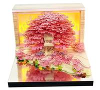 2026 Calendar, Flower Sea and Tree Island 3D Desk Timepiece Calendar 2026 with Acrylic Display Box & LED Light Multi-Use for Home Office School Cafe
