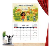2026 Calendar for Monthly Wall Planner for Financial Education - Activity of Savings, Large Writing Blocks, Full Calendar January to December | for PLA