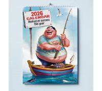 2026 Calendar, Funny Fishing Theme, A4 Size, Gift For Dads, Husbands and Brothers