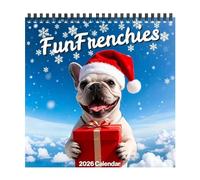 2026 Calendar - Monthly Thick Paper with Notes, French Bulldog 2026 Calendar Planner for Academic Appointments, Home Office School Dorm Family Student Teacher Christmas New Year, 8.27 x 8.27 inches