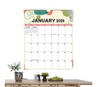 2026 Calendar | Monthly Wall Planner 12 Months | Daily Goal Planning Tool | For School Home Classroom Teacher Adults Work Studies Meal Prep