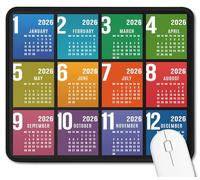 2026 Calendar Mouse Pad, Computer Mousepad with Non-Slip Rubber Base, Mouse Pads for Computers Laptop Mouse 9.6 x 7.9 inch(Colorful)