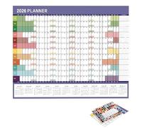 2026 Calendar Planner - 29 X 20 Inch Large Planning Notebook with Tip Labels | Offices Wall Calendar | for Home School Cleaning Exercise Vacation Party Birthday Travel Reading Health Workout
