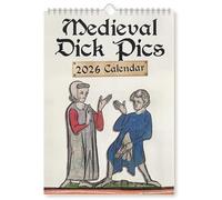 2026 Calendar, Rude Calendar 2026 UK, Funny Medieval Pics Wall Calender 2026, 12 Monthly Wall Calendars Planner, Rude Gifts for Birthdays, Secret Santa Christmas Stocking
