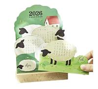 2026 Calendar,Sheep Horse Thick Paper Planner | 2026 Calendar Animal Desktop Decor | for Schedule Appointment Holiday New Year Home School Kids Women Teacher
