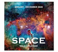 2026 Calendar - Space Calendar 2026, 12 Month to View from Jan 2026 - Dec 2026, 12" x 24" (Open), Unruled Blocks(1.2" x 1.7"), 12 Images of Space