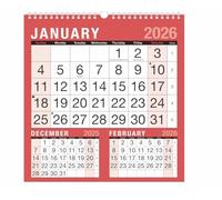 2025 Calendar Three Months to View Spiral Bound Wall Planner Red and Black Calendar Home Business School 1 January 2025 to 31 December 2025