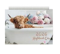 2026 Calendar, Wide Range Of Uses, 28x22cm, Highland-Cow Wall Calendar, Scottish Cows Monthly Planner, Thoughtful Gift, For Classroom, Home, Living Room And Bedroom
