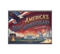 2026 Calendar - Wire Bound Patriotic Theme Organizer - Annual Yearly Wall Planner,for Families Kids Teachers Schools Classrooms Offices Homes Fridges Holidays