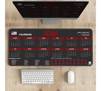 2026 Calendar with Holiday Mouse Pad, Extended Large Gaming Mousepad for Computer Laptop Non, Office Stretches and Exercises Desk Mat, for New Year Office 15.7 X 35.4 Inch(Black, Extended)