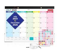 2026 Calendar with Stickers and Clear Waterproof Cover 18 Months Calendar Runs until Dec 2026, 17 x 12 inch Monthly Planner Schedule Organization, Colorful
