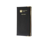 2026 Calendar Year Planner - 12 Month Leather Portrait Pocket Diary Week-to-View Natural Grain, Black Italian Leather in Black - Financial Times Pocket Range (PL)