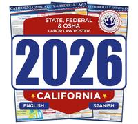 2026 California State and Federal Labor Law Poster - English Spanish Combo - OSHA Workplace Compliant - Mandatory Regulations Posting for Employees - All-In-One Required Compliance Posting 17" x 40