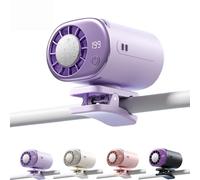 2026 Car Clip On Air Conditioner Fan with LED Display, 360° Rotation, 199 Speeds Adjustable, USB Rechargeable Personal Cooling Fan, 16℃ Semi-Cooling, for Office, Camping, Gym (Purple)