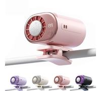 2026 Car Clip On Air Conditioner Fan with LED Display, 360° Rotation, 199 Speeds Adjustable, USB Rechargeable Personal Cooling Fan, 16℃ Semi-Cooling, for Office, Camping, Gym (Pink)