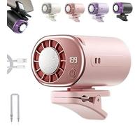 2026 Car Clip On Air Conditioner Fan with LED Display, 360° Rotation Personal Cooling Mini Fans,199-Speed Adjustable Portable Clip on Fan With 16℃ Semi-Cooling,for Office, Camping, Gym (Pink)