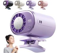2026 Car Clip On Air Conditioner Fan with LED Display, 360° Rotation, USB Rechargeable Portable Cooling Fan, Adjustable Speed Clip Fan for Car Seat, Visor, Travel (Purple)