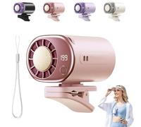 2026 Car Clip on Air Conditioner Fan with LED Display, Portable Mini Cooling System for Auto Vehicle, 360° Rotation, 199 Speeds Adjustable, 16℃ Semi-Cooling, USB Rechargeable Personal Coolings Fan (B)