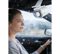 2026 Car Clip on Air Conditioner Fan with LED Display, Portable Mini Cooling System for Auto Vehicle, 360° Rotation, 199 Speeds Adjustable for Umbrella, Office, Car, Beach (White B)