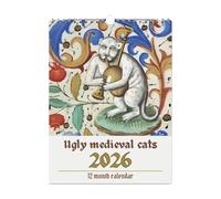 2026 Cartoon Art Wall Calendar with Thick Paper Sheets Colorful Colors Easy to Read Date Creative Illustrations Date Marking