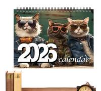 2026 Cat Calendar | 12-Month Cat Wearing Glasses Calendar | Jan - Dec 2026, Wall Schedule Planner with Twin-Wire Binding for Office School Home Study Room Decor