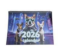2026 Cat Dog Themed Wall Calendar 11.2x8.3 in Fashionable Cool Cute Strange Cats Calendar Thick Paper Hanging Hole Holiday Reminder Home Decoration Gift (Dog)
