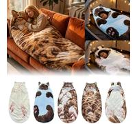 2026 Cat Sleeping Bag for Humans - 175X80CM Plush Adorable Cat Print Envelope Sleeping Bag for Camping, Cute Cat Themed Warm Blanket for Home (C)