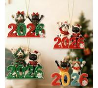 2026 Cat Tree Christmas 2D Ornaments Black Cat Acrylic Decorations,Fun Christmas Decoration Gifts Specially Prepared for Pet Owners,Cute Cats Pendants,for New Year Décor, Gifting