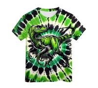 2026 Children's Neon Tie Dye Shirt for Boys Girls Tie Dye T-Shirt Hippes T-Shirt Senior Kids Size 6 16 Years Shirt Boys Checked, Green, 3-4 Years