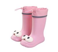 2026 Children's Wellington Boots for Girls, Cute Cartoon Big Eyes Design, Lightweight, Comfortable with Soft Sole, Perfect for Daily Wear, Spring, Summer, pink, 12 UK Child