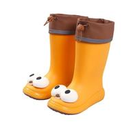 2026 Children's Wellington Boots for Girls, Cute Cartoon Big Eyes Design, Lightweight, Comfortable with Soft Sole, Perfect for Daily Wear, Spring, Summer, orange, 12 UK Child
