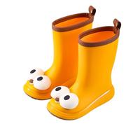 2026 Children's Wellington Boots for Girls, Cute Cartoon Design with Big Eyes, Lightweight, Comfortable, Soft Sole, Perfect for Everyday Rainy Days in Spring, Summer, orange, 13 UK Child