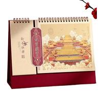 2026 Chinese Desk Calendar New Edition Ancient Style Forbidden City Cultural Calendar with Sticky Notes Creative Desktop Ornament Lunar Year of the Horse Decorations(4)