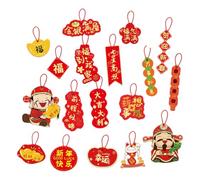 2026 Chinese New Year Decorations, 18-Piece Set, Festive Wall Charms, Cartoon Lụcky Ornaments, Decorative Hanging Pieces, For Home, Spring Festival, Lantern Display